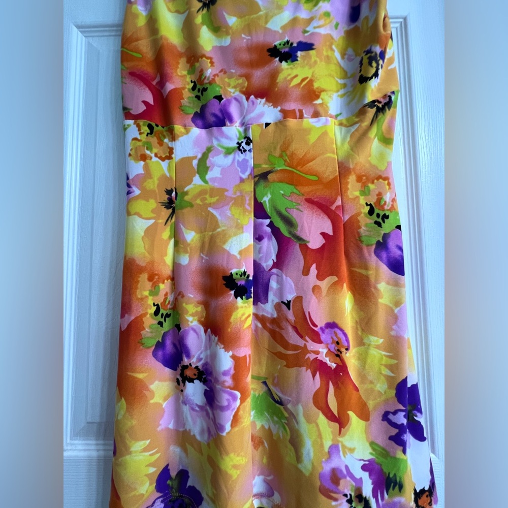 Lauren Ralph Lauren Floral Sleeveless Mini Dress in Yellow, Purple, Pink, Orange - Picture 3 of 4